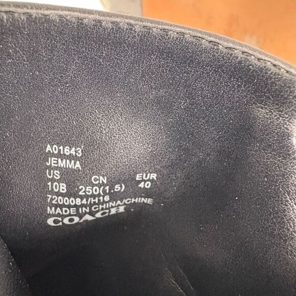 Coach Jemma Black Leather Mid Calf High Heeled Booties Size 10 - Picture 13 of 14